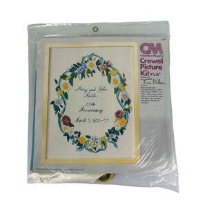 Vintage Columbia Minerva Crewel Craft Kit Marriage Sampler 1976 Floral